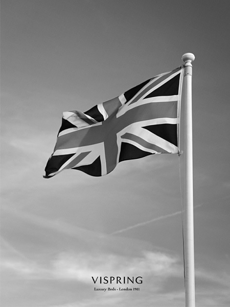 Vispring bed, London 1901 vlag Engeland, Groot-Brittannië , luxere bedden met natuurlijke materialen, topkwaliteit 